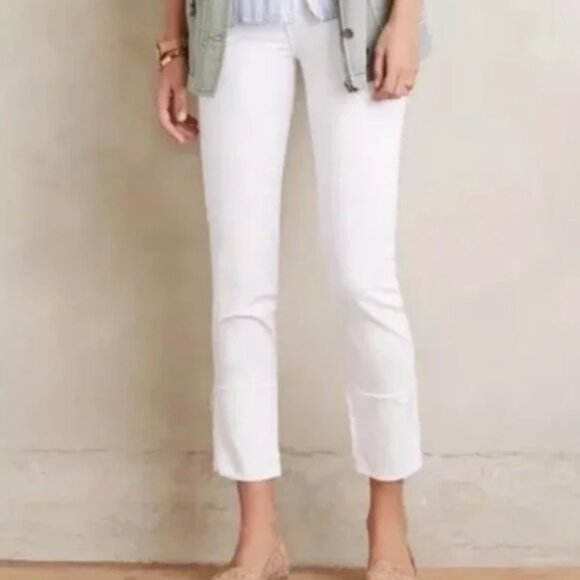 Mother Denim x P Collection Maternity Pony Boy Cropped Slim Jeans in White Sz 26 - Picture 16 of 16